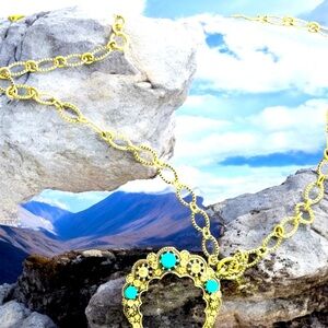 Southwestern Crescent Turquoise Necklace